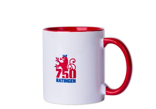 Tasse mit Jubiläumslogo und der Zahl 750