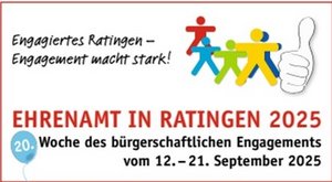Logo der 20. Meile des Ehrenamts in Ratingen mit erhobenem Daumen