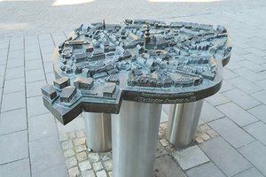 Das Foto zeigt das Tastmodell der Ratinger Innenstadt.