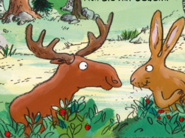 Elch und Hase auf einem Buchcover