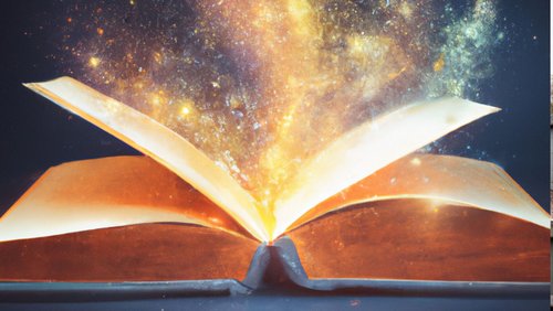 Aus einem aufgeschlagenen Buch steigt magischer Staub auf 