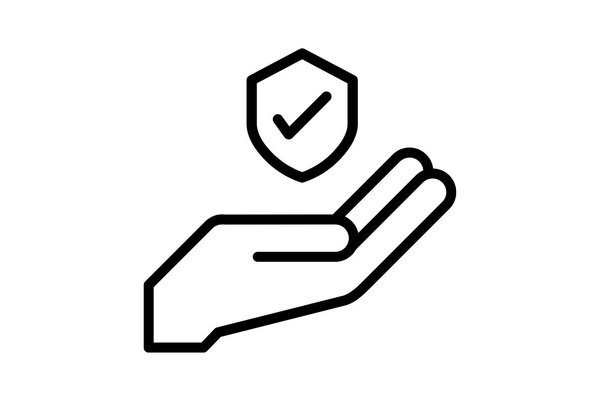 Über einer Hand schwebt ein Icon mit einem Haken