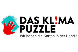 Logo des Planspiels Klimapuzzle - wir haben die Karten in der Hand