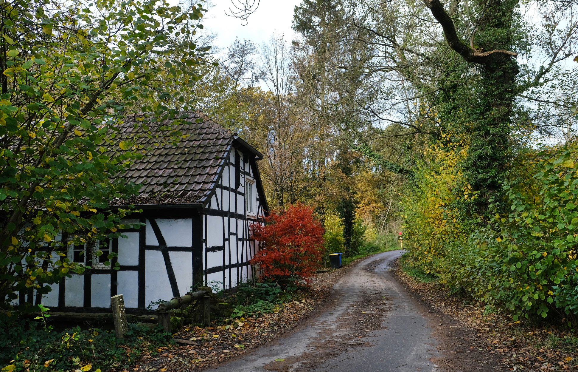 Landschaft im Schwarzbachtal mit Fachwerkhaus