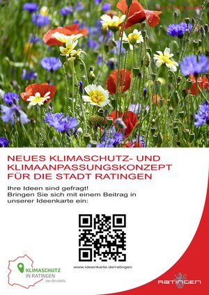 Sie sehen das Plakat zur Fortschreibung des Klimaschutz- und Klimaanpassungskonzepts der Stadt Ratingen.