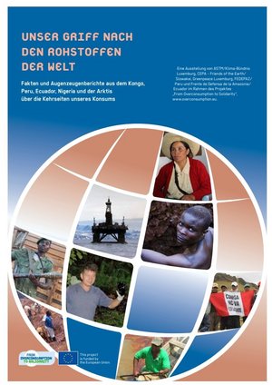 Plakat Ausstellung des Klimabündnisses - unser Griff nach den Rohstoffen dieser Welt