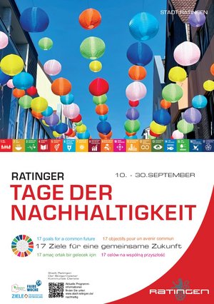 Lampions als Stadtdekoration - Poster der Ratinger Tage der Nachhaltigkeit