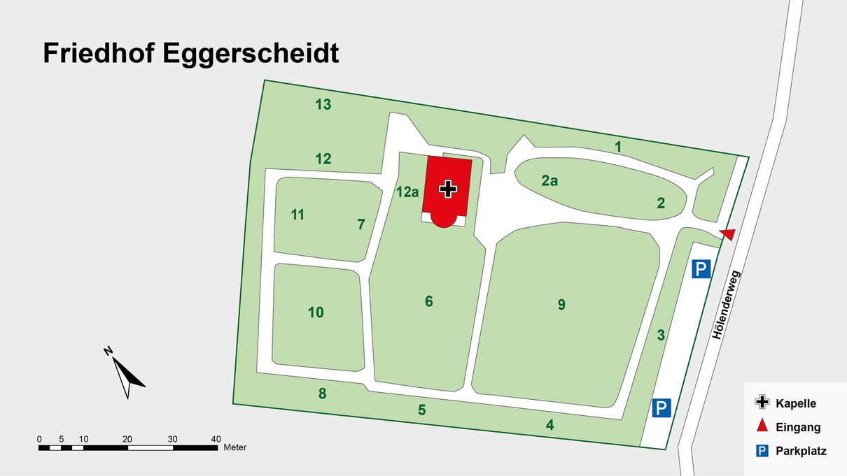 Übersichtsplan des Friedhofs Eggerscheidt