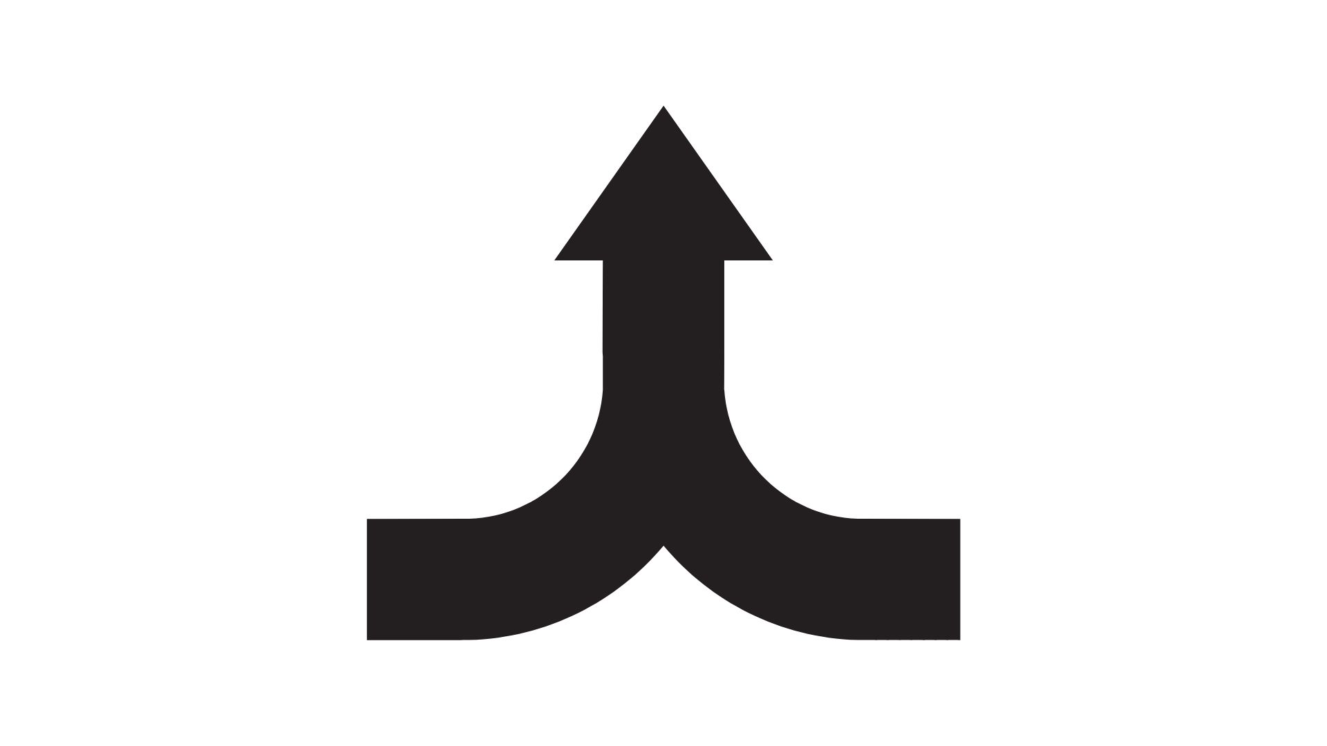 Schwarzer Richtungspfeil vor weißem Hintergrund